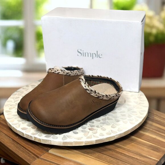 Simple $149 Leather Clog Mules Women’s 6 Brown Platform Slip-On Boho Comfortcore - Picture 2 of 14